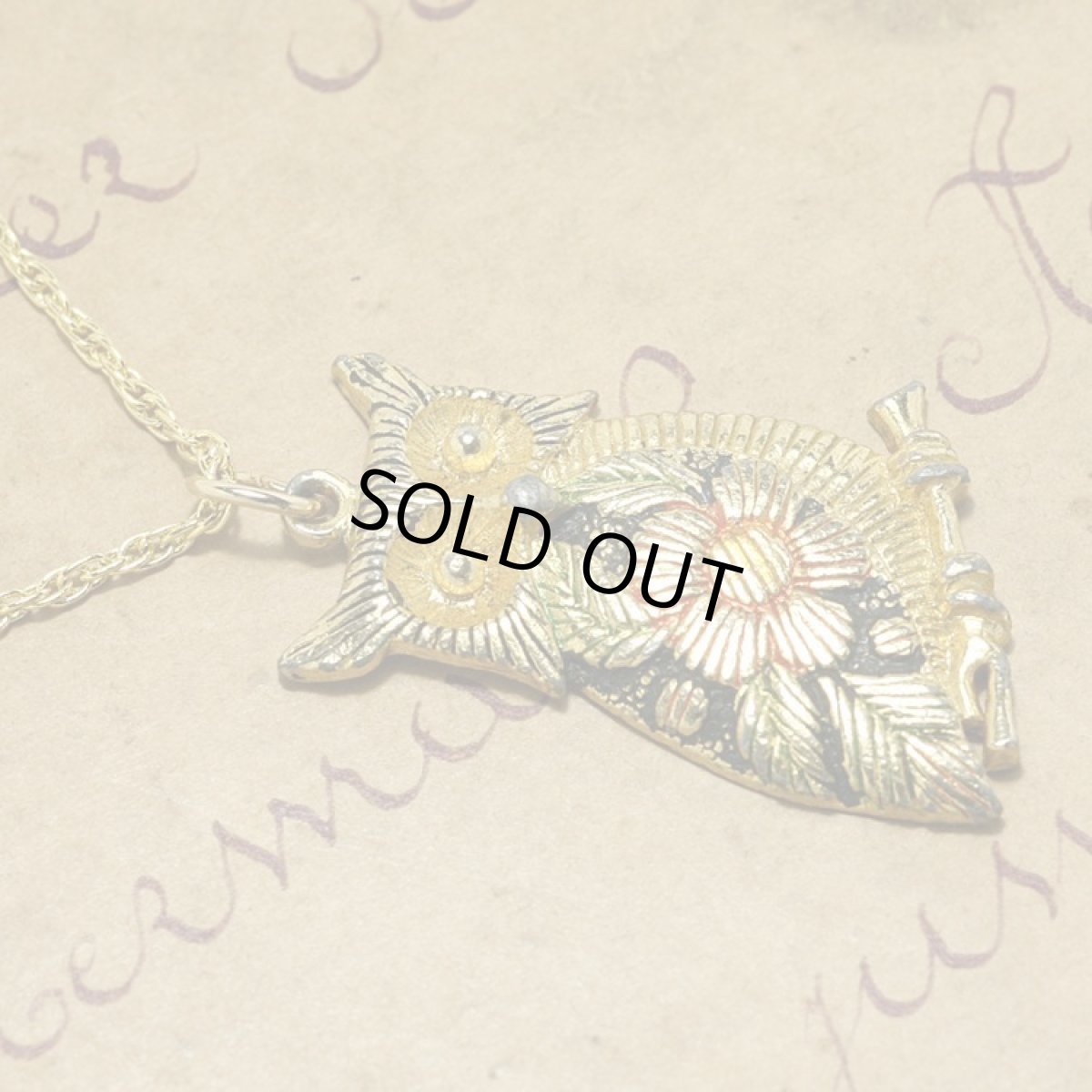 画像4: 〈イギリス〉1960-70年代エナメル細工フクロウのペンダントネックレス (4)