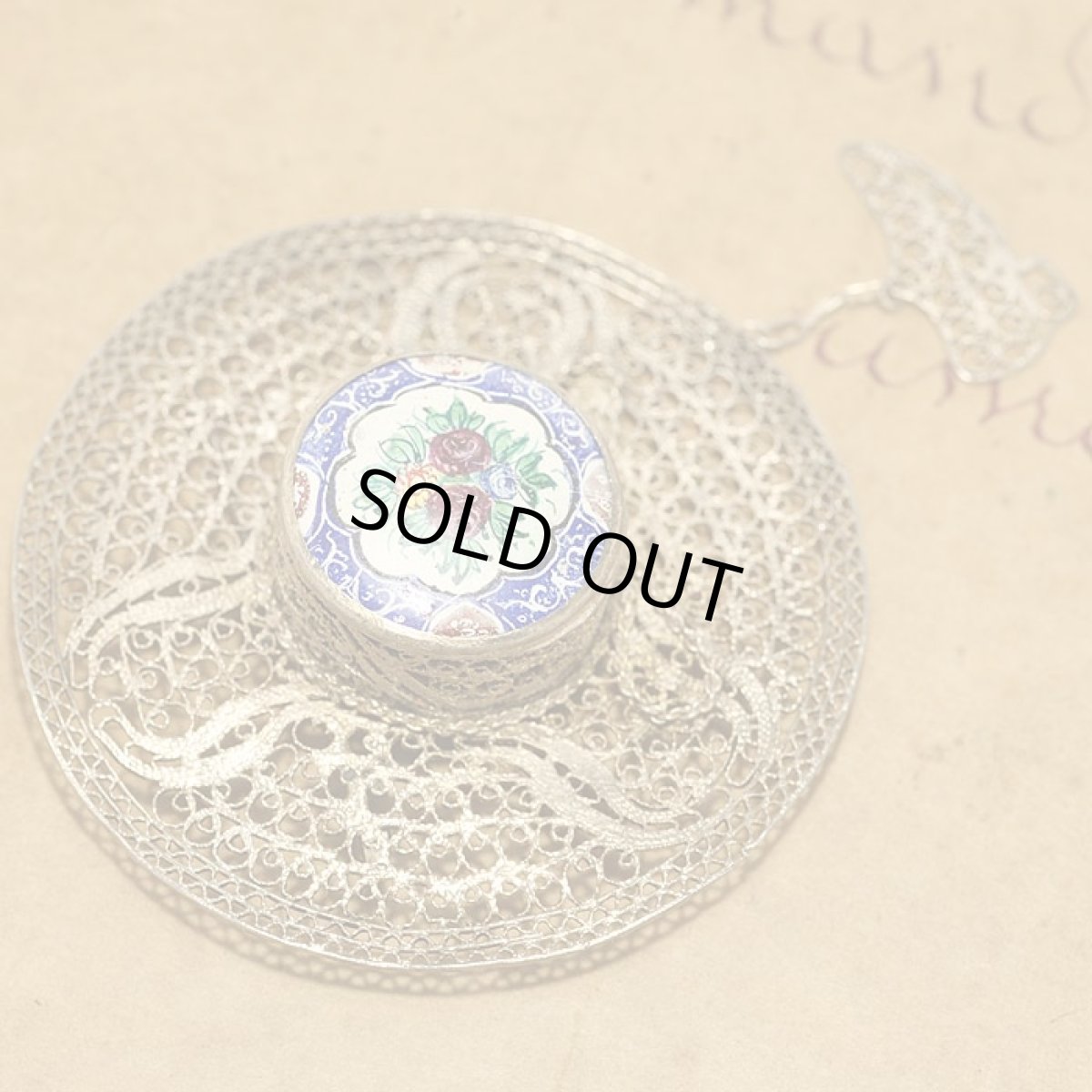 画像5: 〈イギリス〉1920sフィリグリー銀線細工ハンドペイント陶製ブローチ (5)