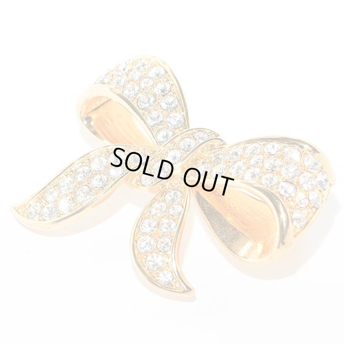 画像2: 英国1950-70ｓラインストーンリボンBOWブローチ (2)