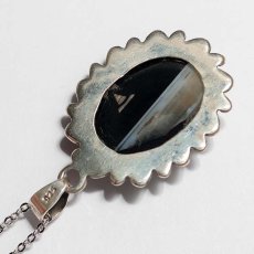 画像6: 1930s 純銀シルバー刻印925天然石ブラックメノウのネックレス (6)