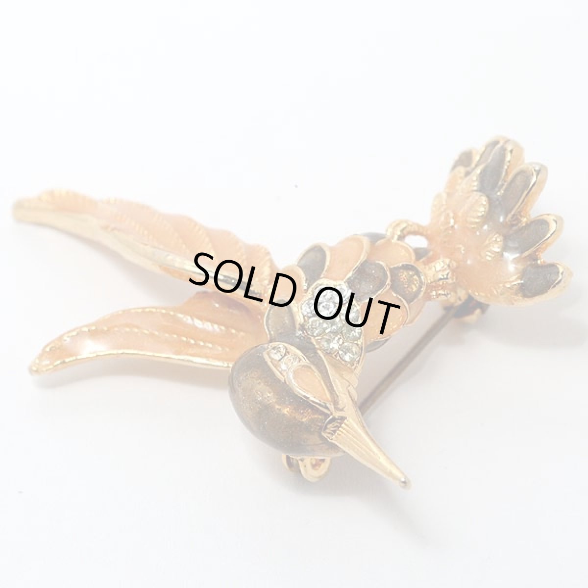 画像6: 1950-60s エナメル細工とラインストーン愛と喜びを運ぶ神使ハチドリブローチ (6)