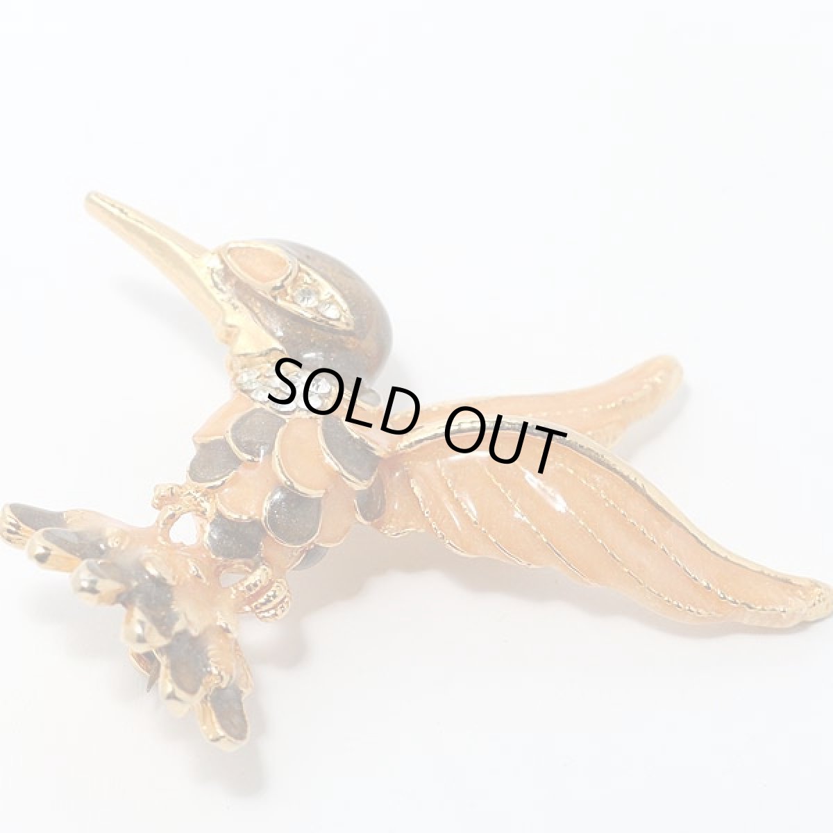 画像4: 1950-60s エナメル細工とラインストーン愛と喜びを運ぶ神使ハチドリブローチ (4)