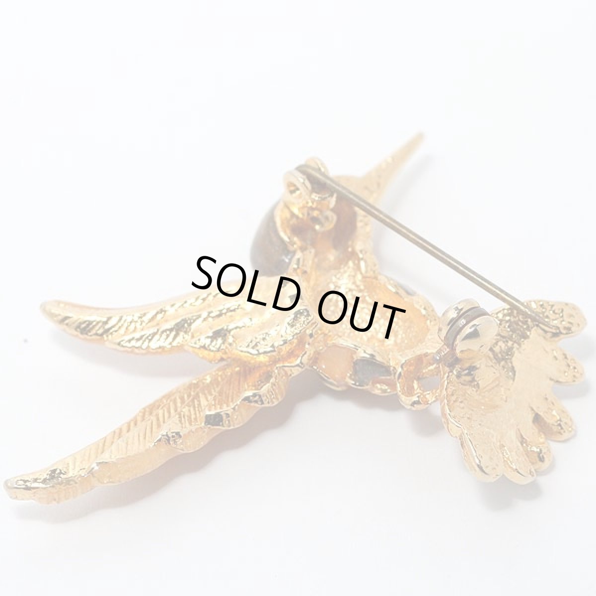 画像8: 1950-60s エナメル細工とラインストーン愛と喜びを運ぶ神使ハチドリブローチ (8)