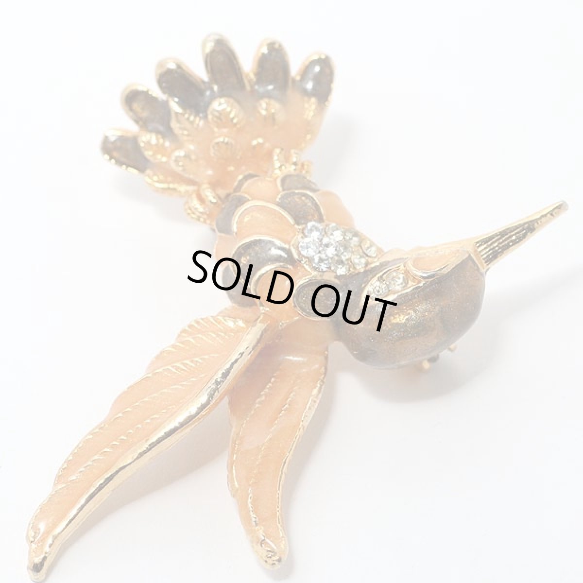 画像7: 1950-60s エナメル細工とラインストーン愛と喜びを運ぶ神使ハチドリブローチ (7)