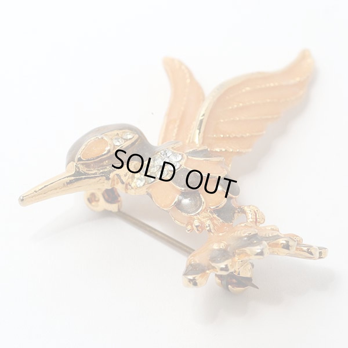 画像5: 1950-60s エナメル細工とラインストーン愛と喜びを運ぶ神使ハチドリブローチ (5)