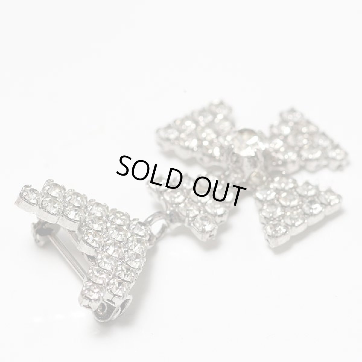 画像4: イギリス1960sクリスタルラインストーンのケルト十字 ブローチ　 (4)