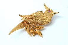 画像3: 1950s コスチュームジュエリーのヴィンテージ鳥ブローチ (3)
