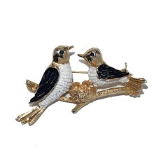 画像1: 1950s ２羽の鳩Doveエナメルブローチ (1)