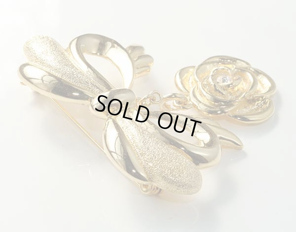 画像5: 〈B.C.LIND〉1950-1970s14K リボンと揺れるローズのブローチ (5)