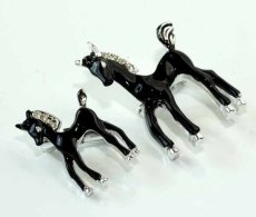 画像3: 英国1960s 黒馬のペア親子ブローチ2個セットスキャッタピン(scatter pins) jewelry (3)
