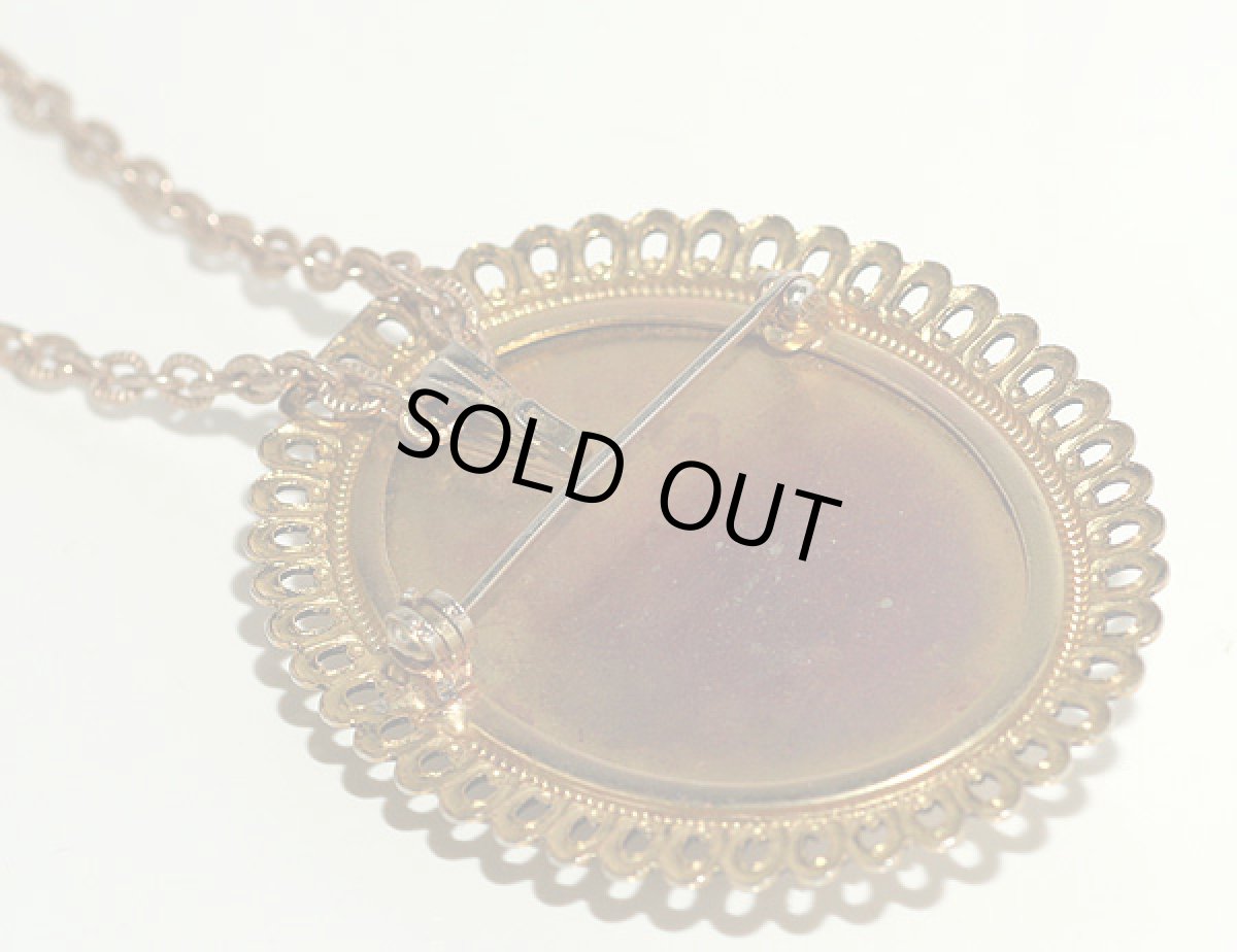 画像7: 英国1960ｓ美しいシェルカメオ2WAY ブローチ&ネックレスヴィンテージジュエリー (7)