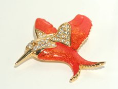 画像6: Signed jewelryイギリス1960's 鮮やかなオレンジの鳥ヴィンテージブローチ (6)