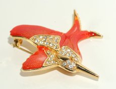 画像7: Signed jewelryイギリス1960's 鮮やかなオレンジの鳥ヴィンテージブローチ (7)