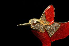 画像3: Signed jewelryイギリス1960's 鮮やかなオレンジの鳥ヴィンテージブローチ (3)