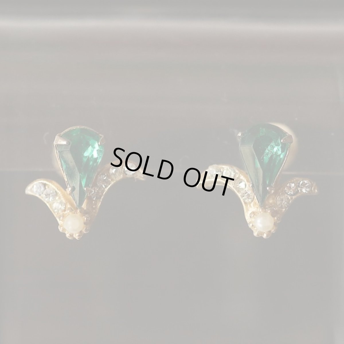 画像4: 1970s フラワーラインストーン ネジ式(スクリュー式)イヤリング (4)