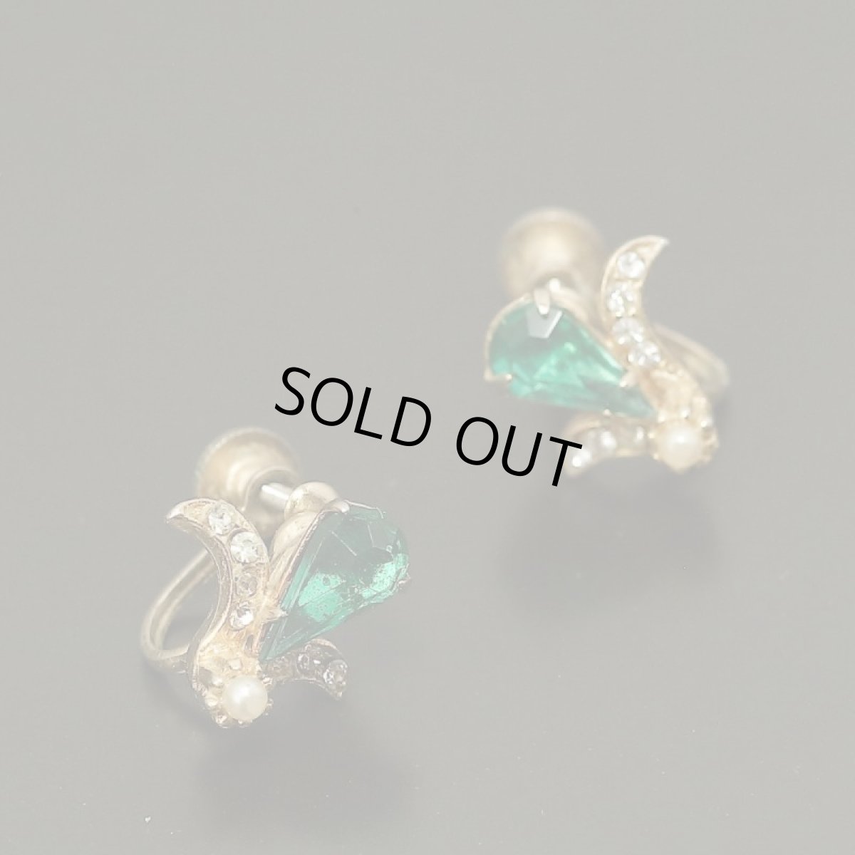 画像2: 1970s フラワーラインストーン ネジ式(スクリュー式)イヤリング (2)