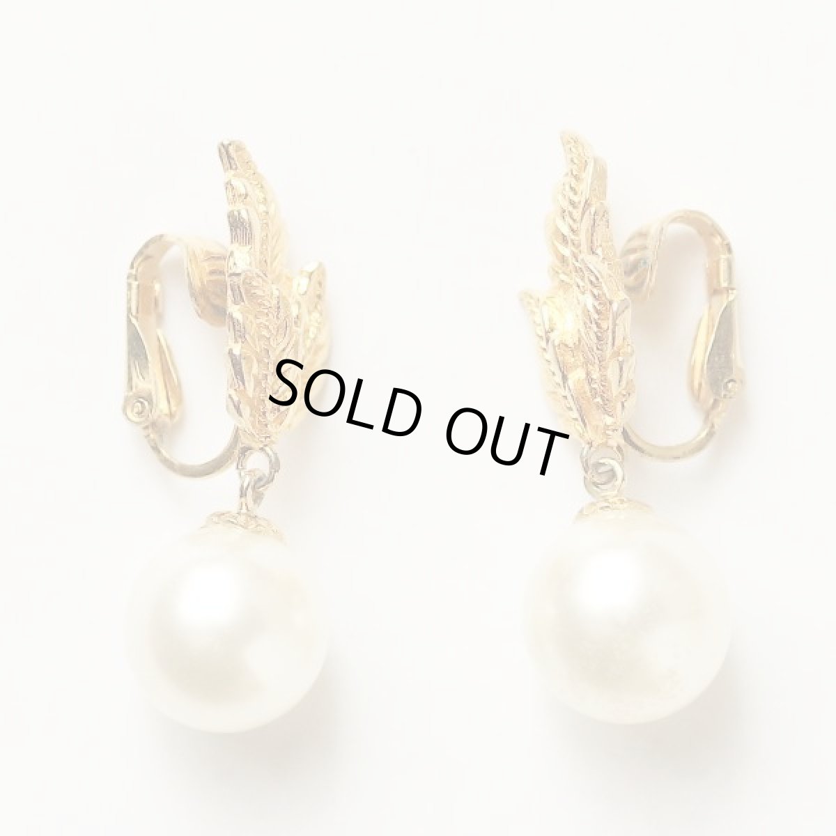 画像3: 1955-65年 刻印Marvella マーベラ  リーフとフェイクパール ビンテージコスチュームジュエリー クリップ式 イヤリング (3)