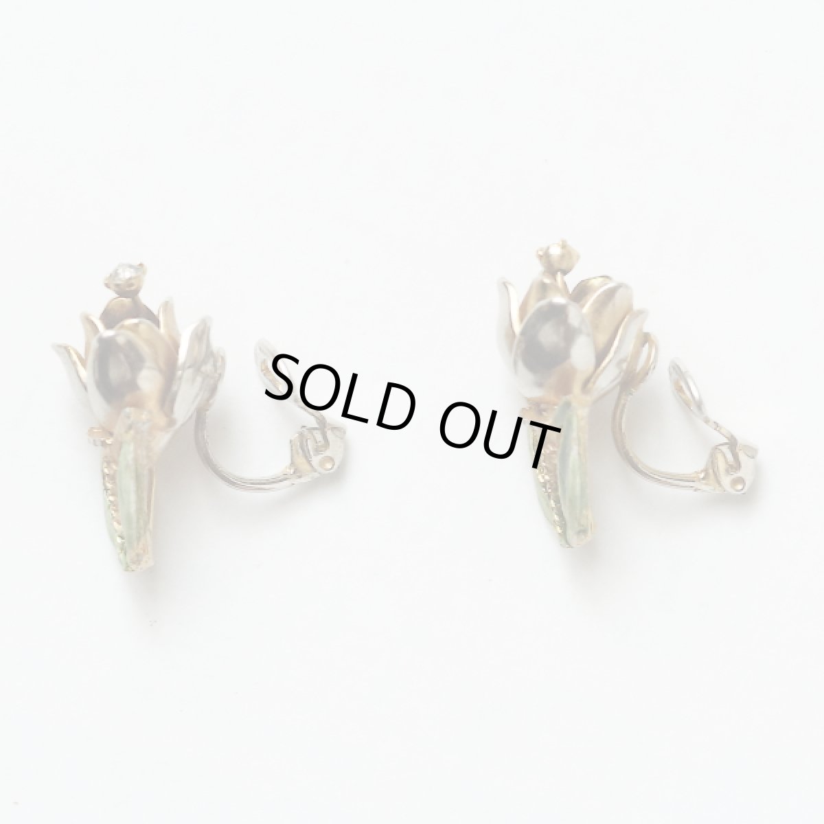 画像4: 刻印PAT PEND チューリップ ビンテージジュエリー クリップ式 イヤリング (4)