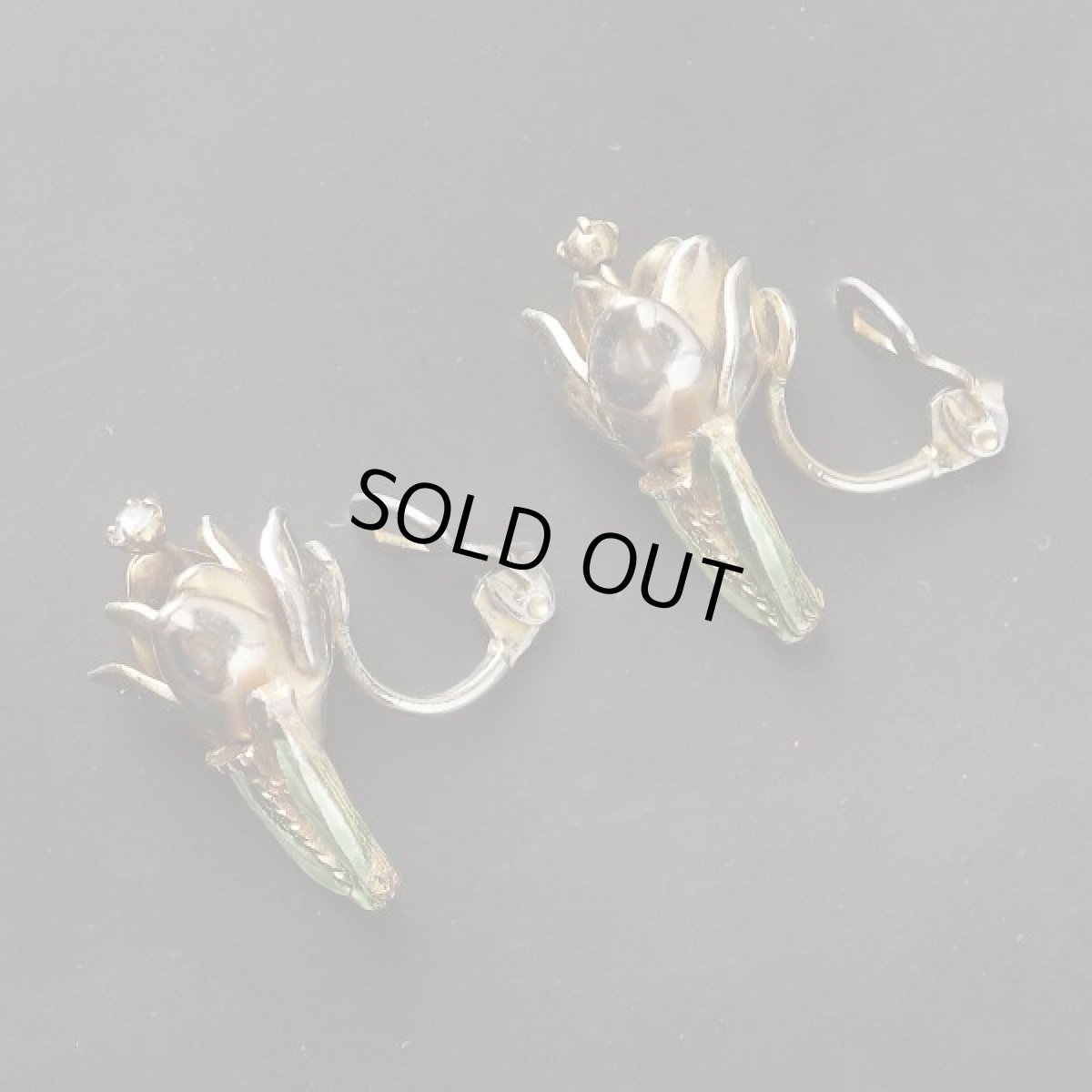 画像3: 刻印PAT PEND チューリップ ビンテージジュエリー クリップ式 イヤリング (3)