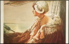 画像1: イギリス アンティークポストカード 美しい女性の横顔 ヨーロッパ 絵葉書 (1)