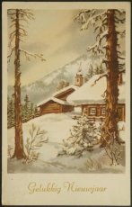 画像1: イギリス アンティークポストカード 消印1958年 Gelukkig nieuwjaar 明けましておめでとうございます (1)