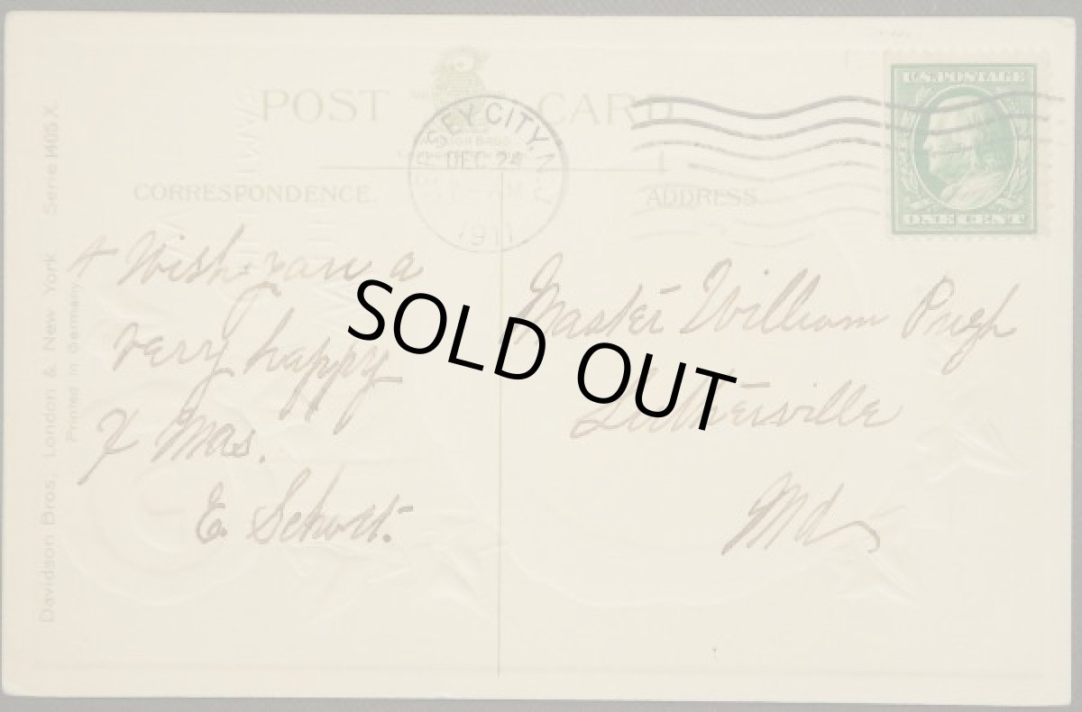 画像2: イギリス アンティーク ポストカード 消印1911年 ハッピー クリスマス 雑貨 アンティーク 外国 ポストカード クリスマス (2)