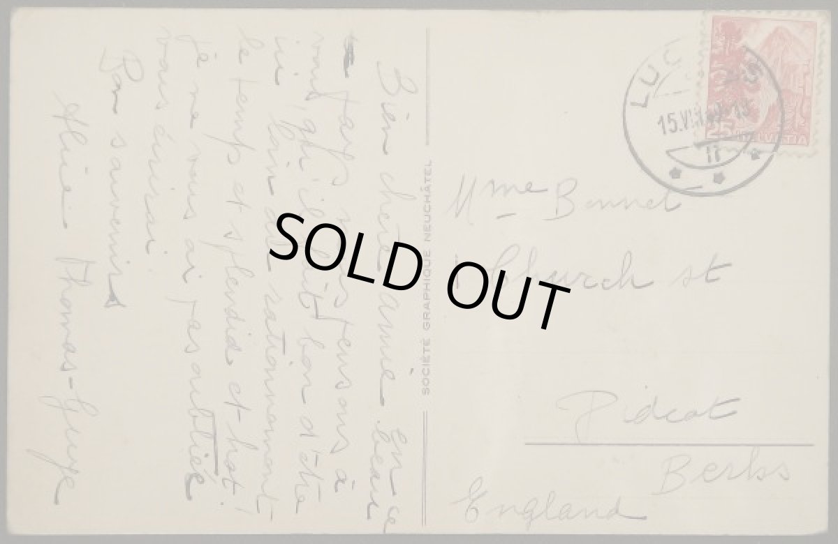 画像2: イギリス 消印あり アンティークポストカード ローザンヌ スイス (2)