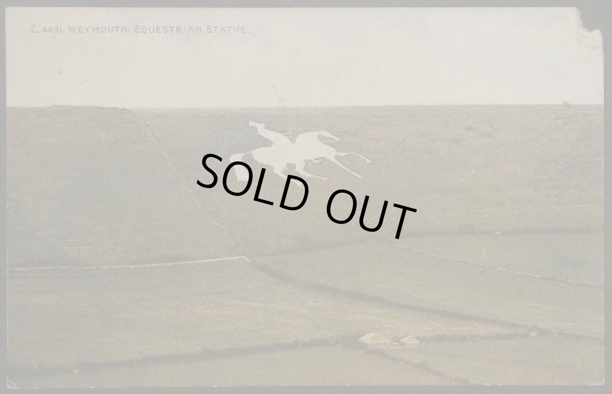画像1: イギリス 消印あり アンティークポストカード WEYMOUTH ウェーマスの騎馬像 (1)