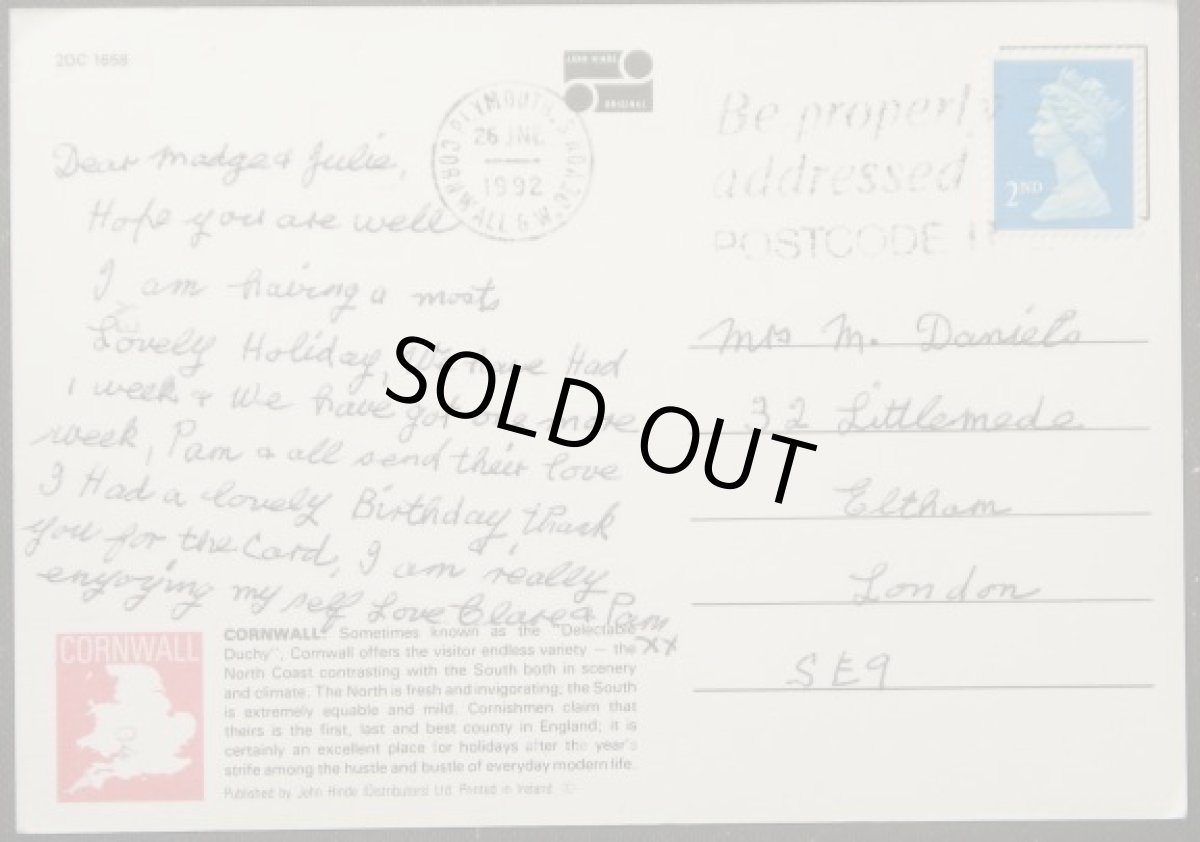 画像2: イギリス 消印1992アンティークポストカード CORNWALL コーンウォール (2)