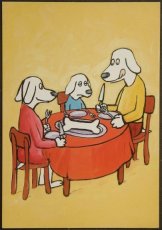 画像1: イギリス アンティークポストカード Je nous souhaite 犬の食事 (1)
