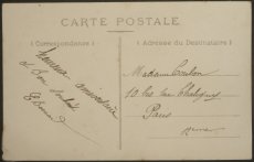 画像2: フランス 消印あり アンティーク ポストカード 花籠を背負う 女の子 (2)