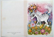 画像3: イギリス ヴィンテージ お花畑の可愛い馬 バースデーカード (3)
