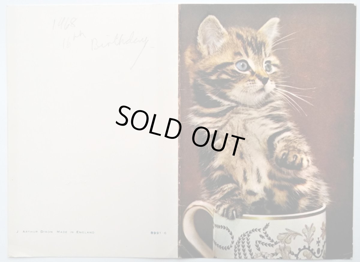 画像3: イギリス 1968年 ヴィンテージ コップの中の猫 バースデーカード (3)