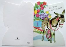 画像3: イギリス ヴィンテージ 花車を引く馬 バースデーカード (3)