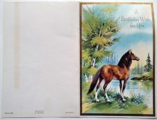 画像3: イギリス ヴィンテージ  水辺に佇む馬 バースデーカード (3)