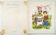 画像3: イギリス ヴィンテージ 男の子と女の子と子羊 バースデーカード (3)