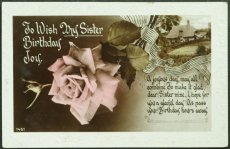 画像1: イギリス 1929年 アンティークポストカード 姉妹のお誕生日のお祝いする (1)