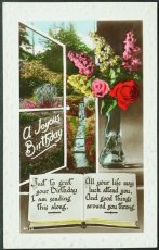 画像1: イギリス アンティークポストカード お誕生日のお祝いする (1)
