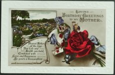 画像1: イギリス アンティークポストカード お母さんのお誕生日のお祝いする (1)