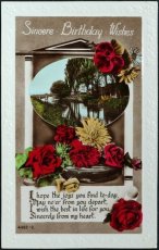 画像1: イギリス 消印あり アンティーク ポストカード 小川とお花のバースデーカード (1)