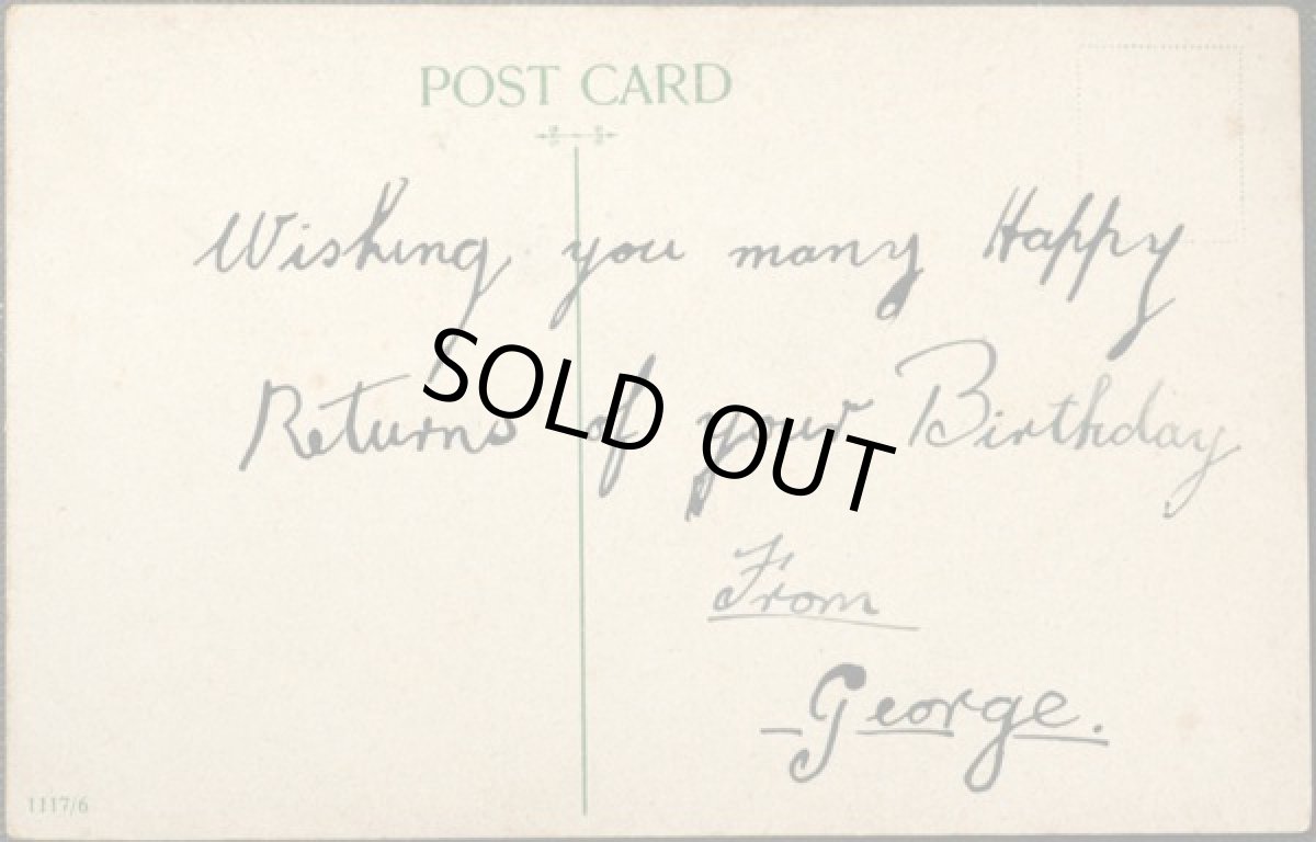 画像2: イギリス アンティーク ポストカード 女の子 コウノトリ B (2)