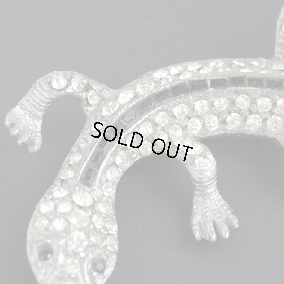 画像5: イギリス ヴィンテージジュエリー 大きなトカゲのラインストーンブローチ (5)