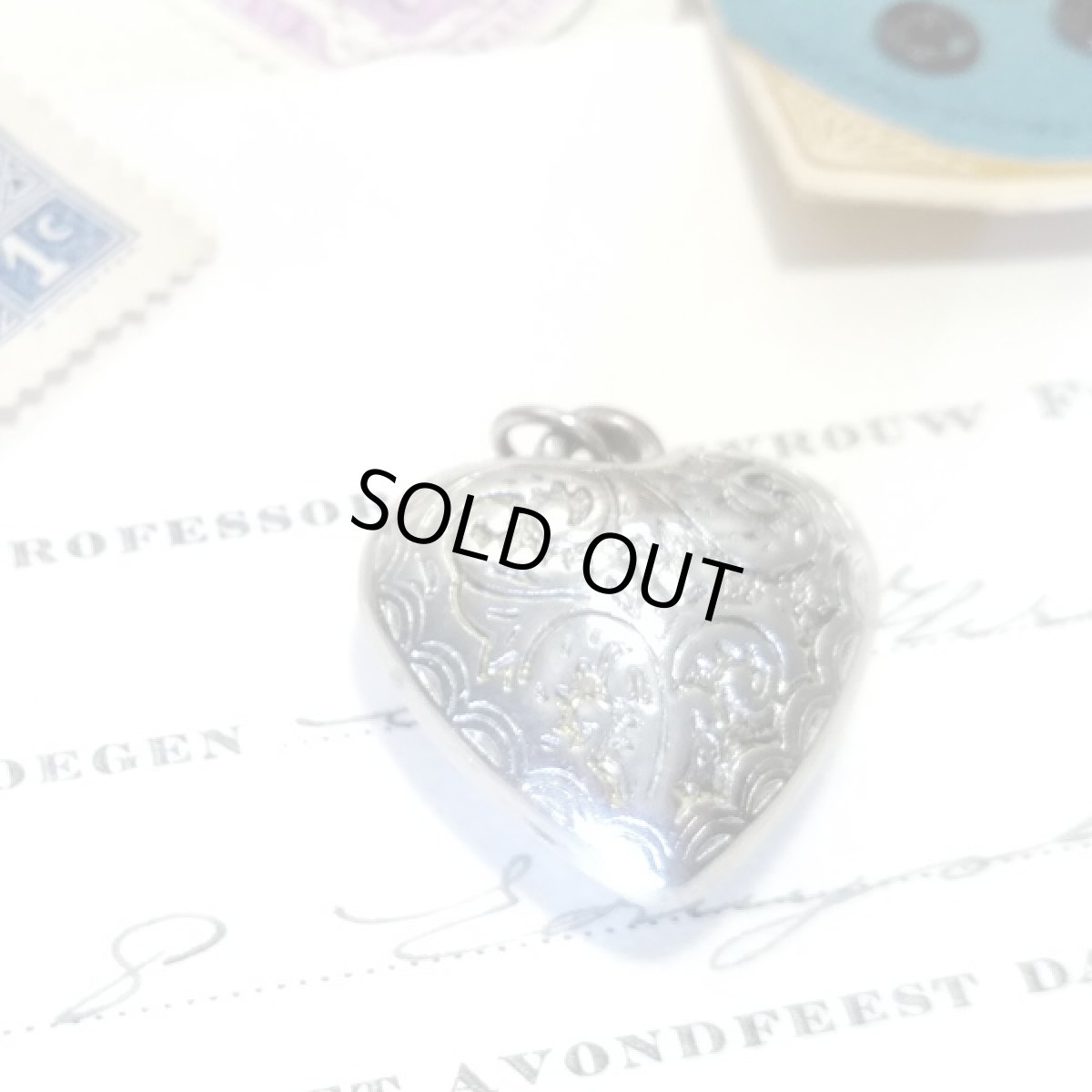 画像2: アールヌーボ様式 美しいハートのヴィンテージペンダントトップ (2)