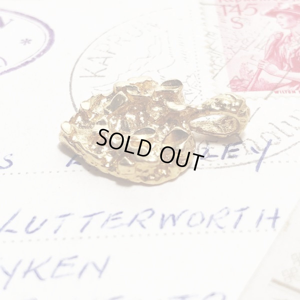 画像4:  ビンテージコスチュームジュエリー ブロックハートのペンダントトップ  (4)