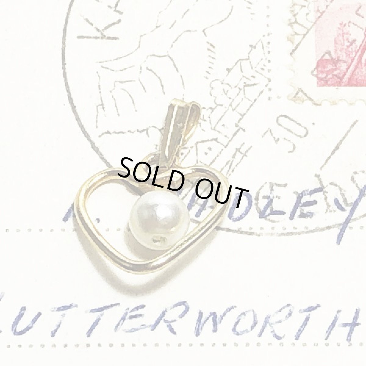 画像2:  ビンテージジュエリー パール　オープンハート煌めくペンダントトップ  (2)