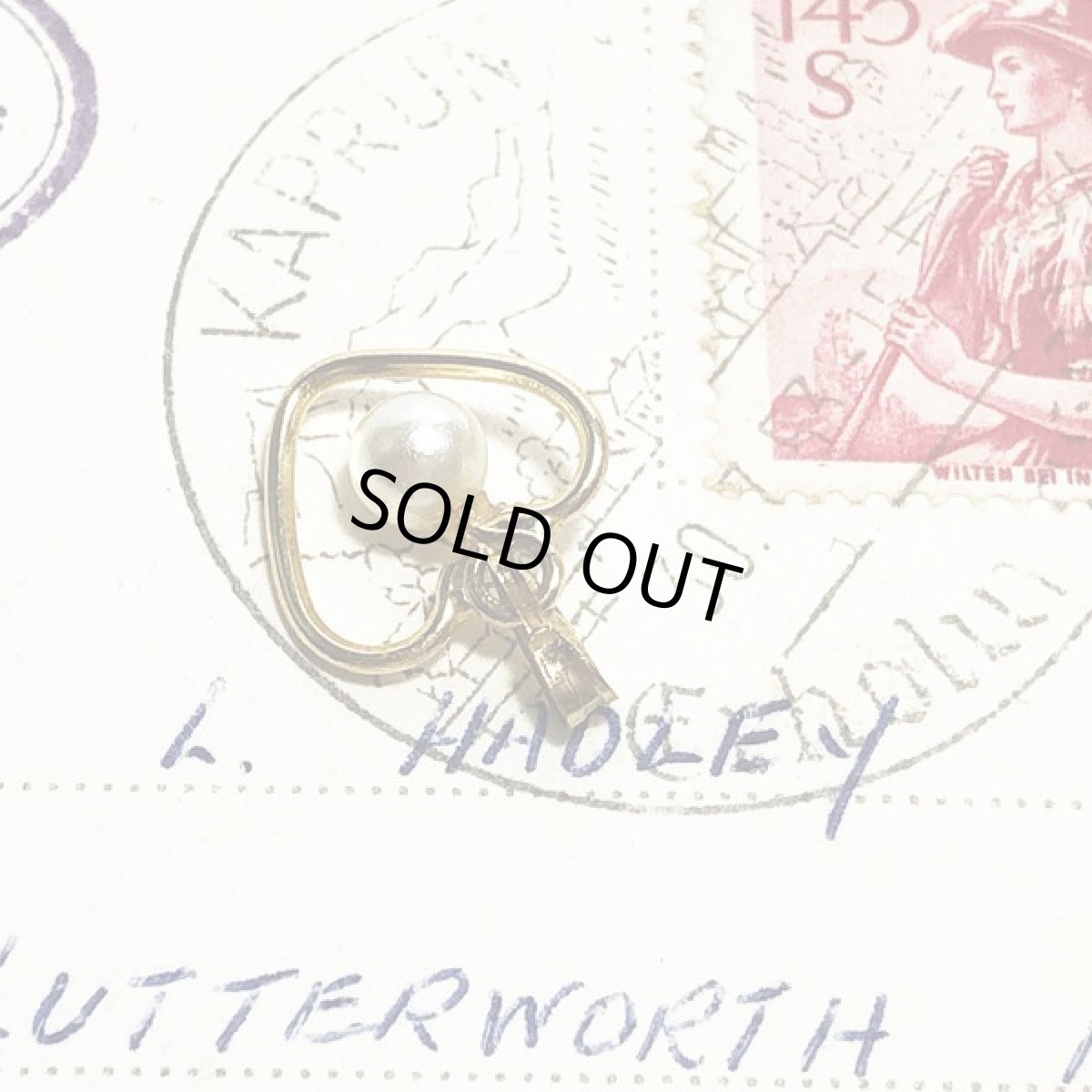 画像3:  ビンテージジュエリー パール　オープンハート煌めくペンダントトップ  (3)