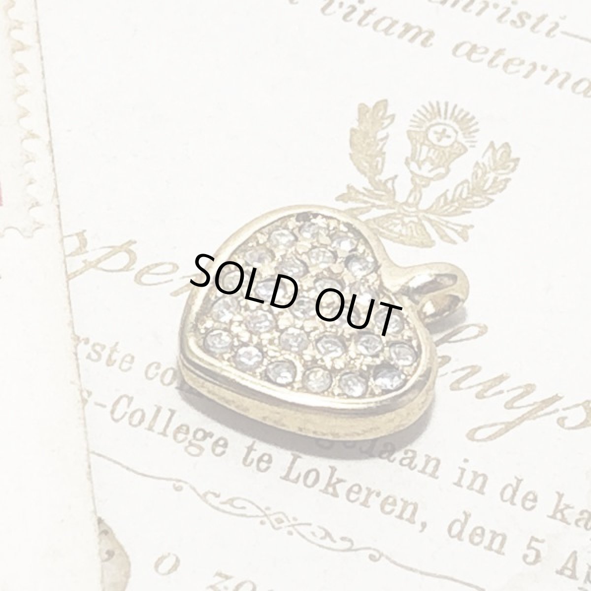 画像3: ビンテージコスチュームジュエリ　ラインストーンハートの ペンダントトップ  (3)