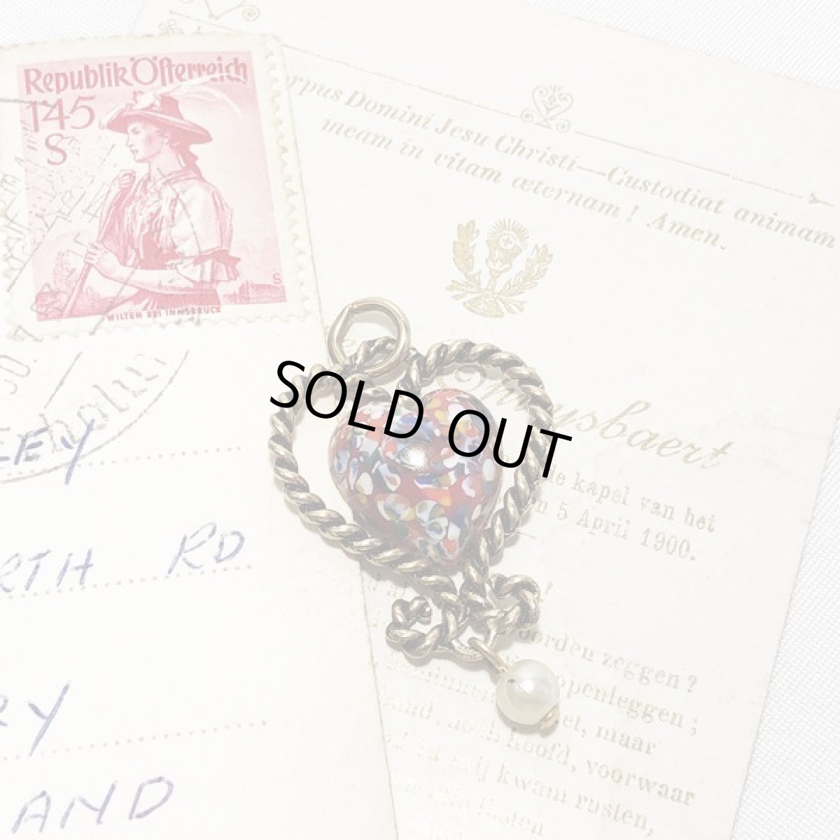 画像3: 1970年SARAHA サラコベントリー ビンテージコスチュームジュエリーハートのペンダントトップ  (3)