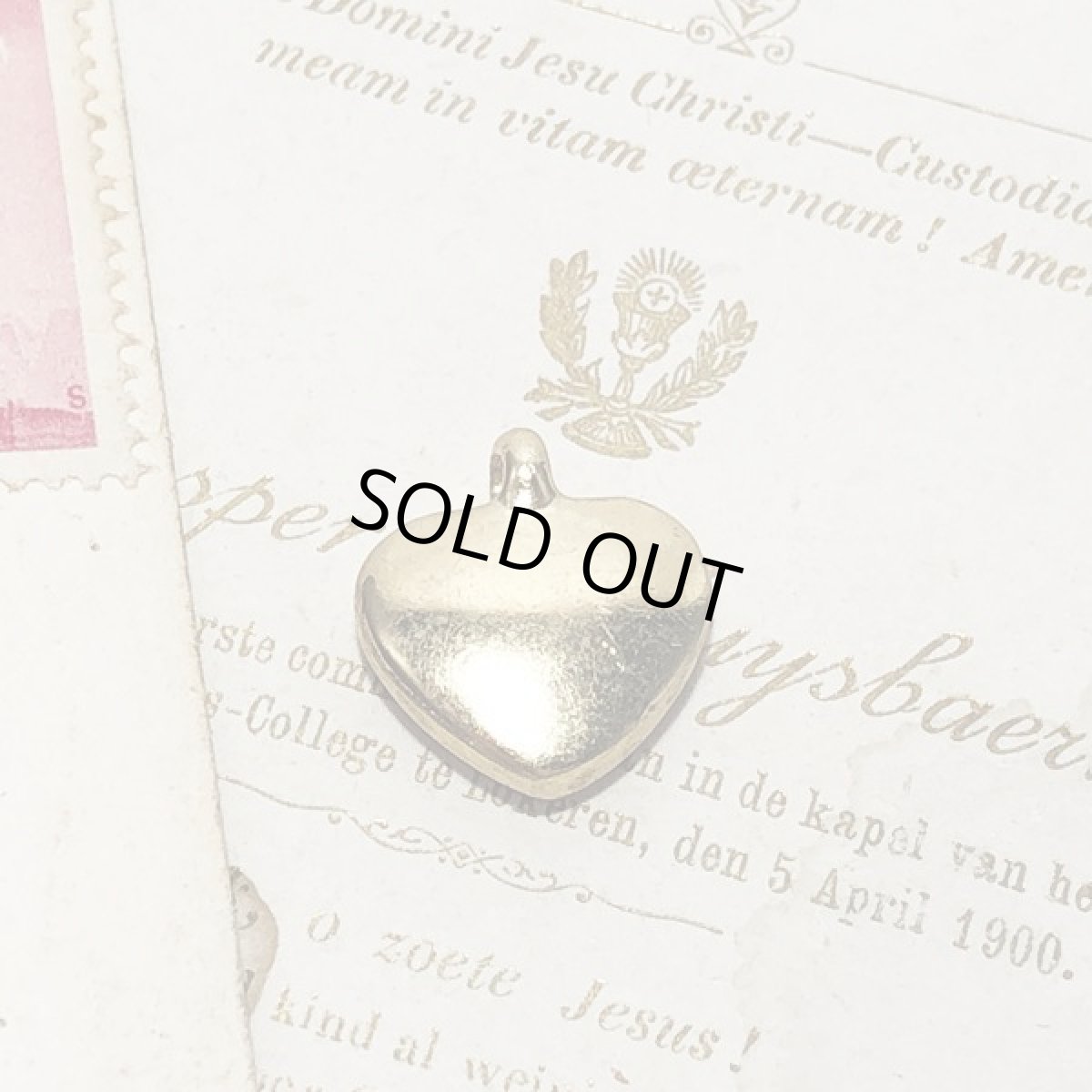 画像5: ビンテージコスチュームジュエリ　ラインストーンハートの ペンダントトップ  (5)