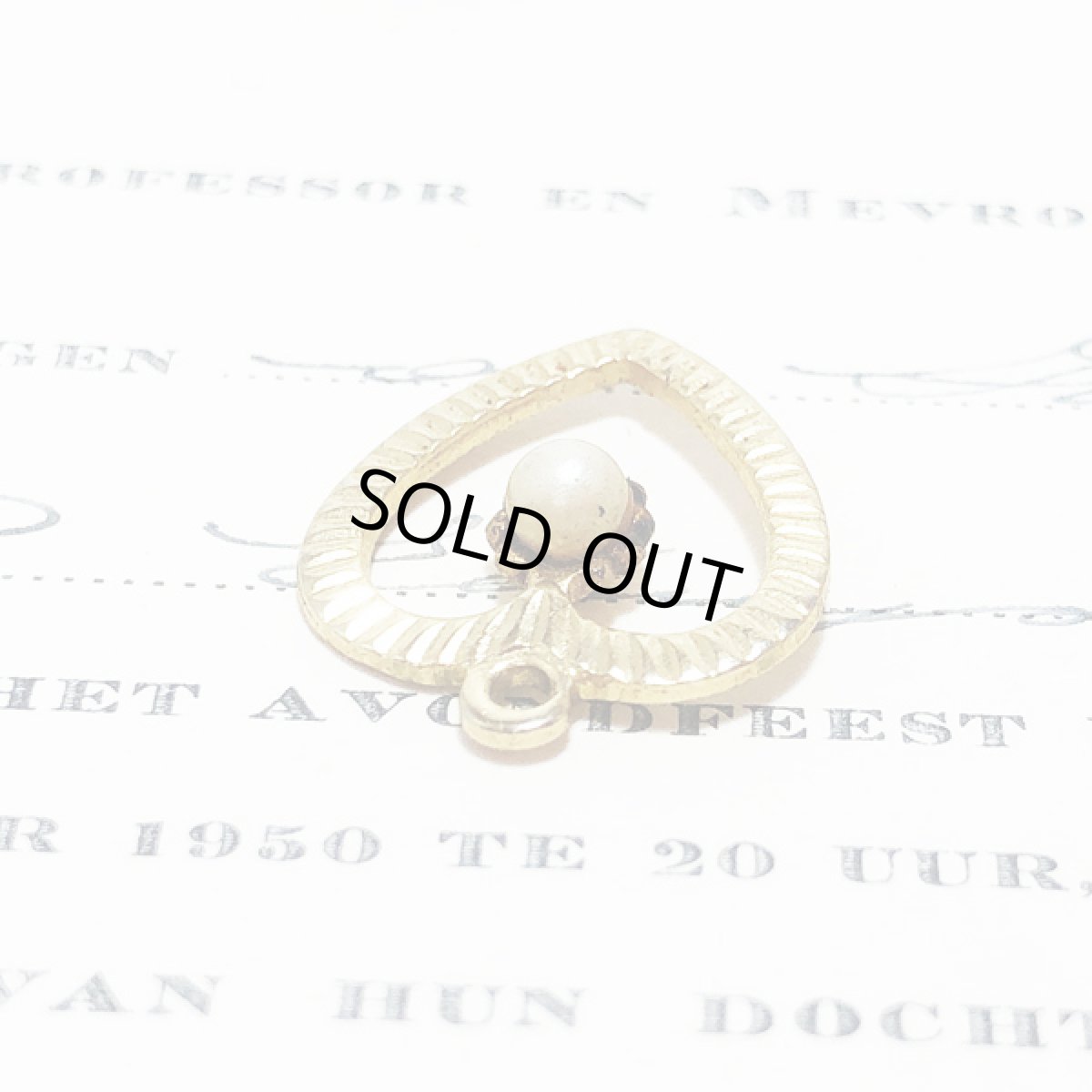 画像3: ビンテージコスチュームジュエリー オープンハート パール ペンダントトップ  (3)